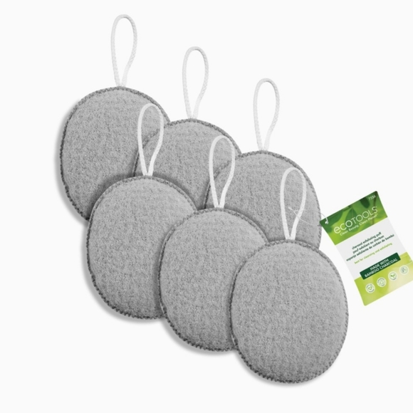 EcoTool Charcoal Exfoliating Puff Bath Sponge Pack of 6 - Picture 1 of 5